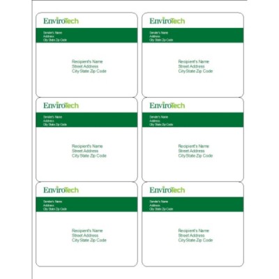 Green Bar Shipping Labels, 6 per sheet