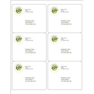 Green Sprig Shipping Labels, 6 per sheet
