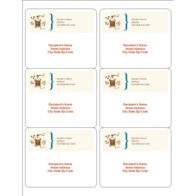 Coffee Grinder Shipping Labels, 6 per sheet