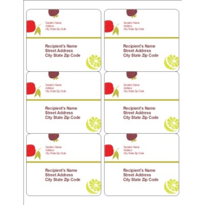 Fruits Design Shipping Labels, 6 per sheet