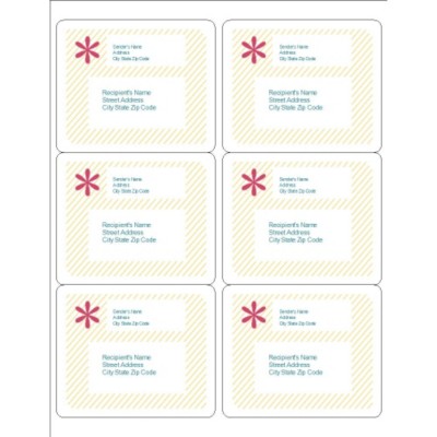 Beige Stripes Shipping Labels, 6 per sheet