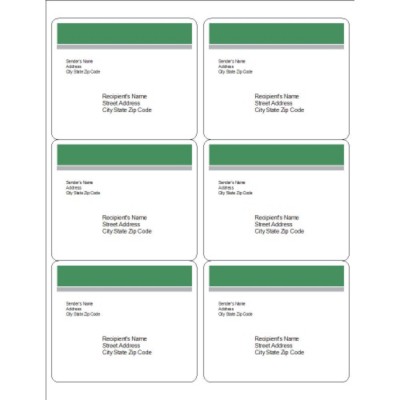 Green and Grey Bar Top Shipping Labels, 6 per sheet