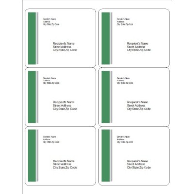 Green and Grey Bar Side Shipping Labels, 6 per sheet