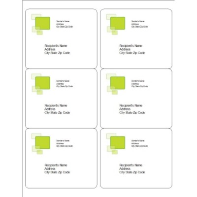 Green Squares Shipping Labels, 6 per sheet