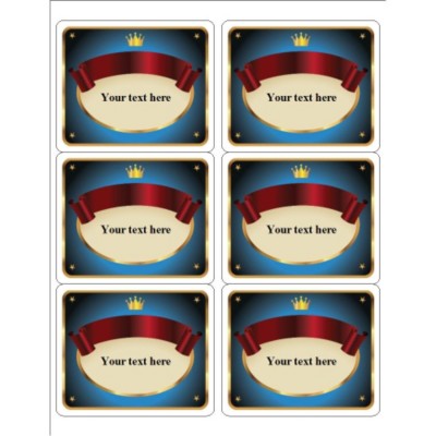 Red Ribbon with Crown Jar Labels, 6 per sheet