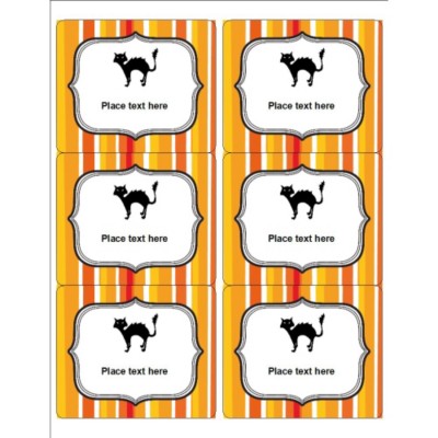 Halloween Cat with Stripe Pattern Shipping Labels , 6 per sheet