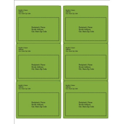 Green Background Shipping Labels, 6 per sheet