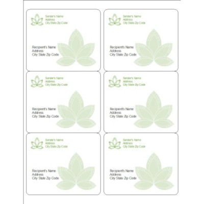 Lotus Flower Shipping Label , 6 per sheet