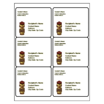 Tiki Shipping Label, 6 per sheet