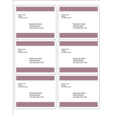 Mauve Bars Design Shipping Labels, 6 per sheet