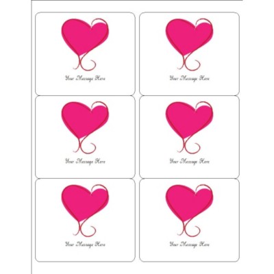 Wedding Heart Wine Bottle Label 6 per sheet