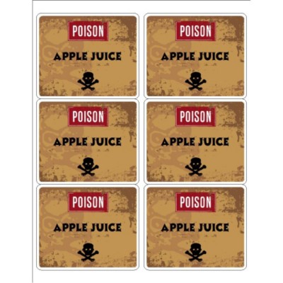 Poison Apple Juice Labels, 6 per sheet