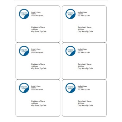 Blue Circle Design Shipping Labels, 6 per sheet