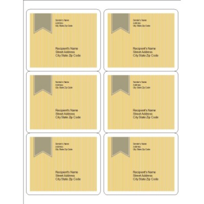 Beige Background with Ribbon Design, Shipping Labels, 6 per sheet