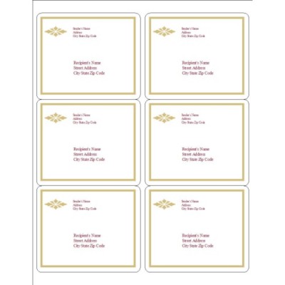 Burgundy Border Shipping Labels, 6 per sheet