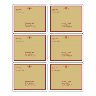 Burgundy Background Shipping Labels, 6 per sheet