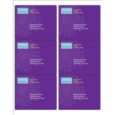 Purple Background Shipping Labels, 6 per sheet