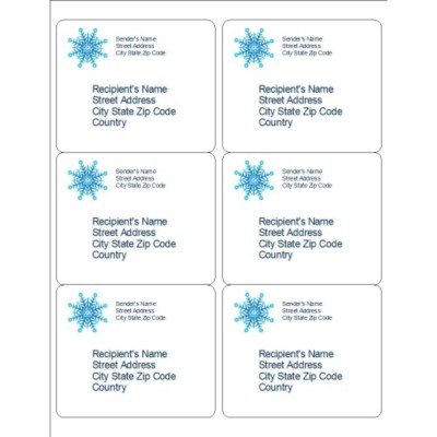 Snowflake Shipping Labels, 6 per sheet