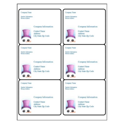 Snowman Face Shipping Label, 6 per sheet