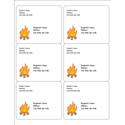 Summer Camp Campfire Shipping Labels, 6 per sheet