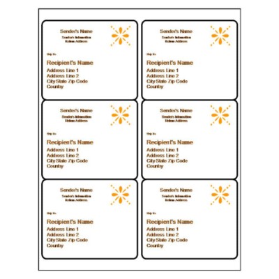 Summer Flowers Shipping Label, 6 per sheet