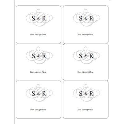 Wedding Monogram Wine Bottle Labels, 6 per sheet