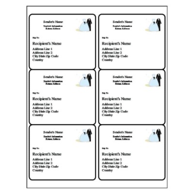 Wedding Shipping Label, 6 per sheet