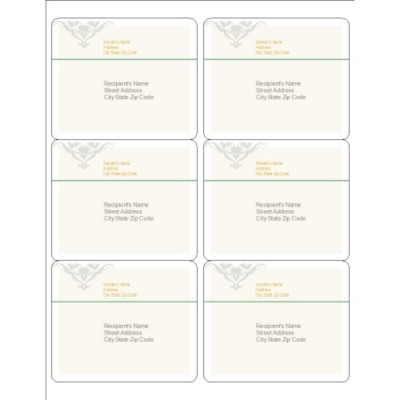 Scroll Design Shipping Labels, 6 per sheet