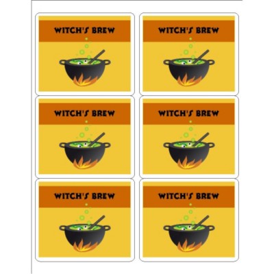 Witch's Brew Labels, 6 per sheet