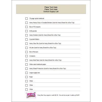 Box Tops School Supply List