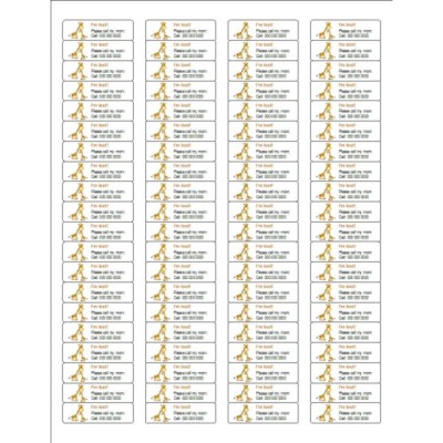 Mom and Baby Giraffe ID Label, 80 per sheet