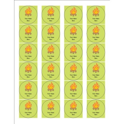 Summer Camp Campfire Round Labels, 24 per sheet