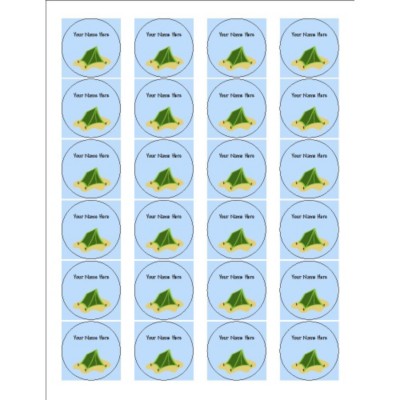 Summer Camp Tent Round Labels, 24 per sheet