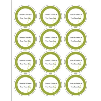 Green Pear Round Canning Labels, 12 per sheet