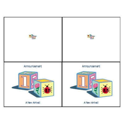 Baby Blocks Note Card - Wide, 2 per sheet