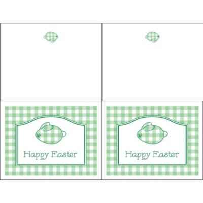 Gingham Easter Bunny Note Card - Wide, 2 per sheet