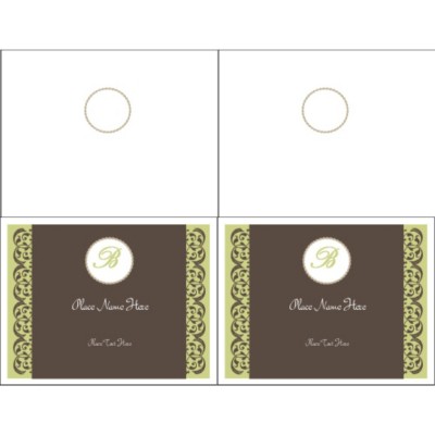 Toile Monogram Note Card - Wide, 2 per sheet