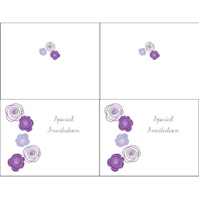 Elegant Purple Roses Note Card, 2 per sheet, Wide