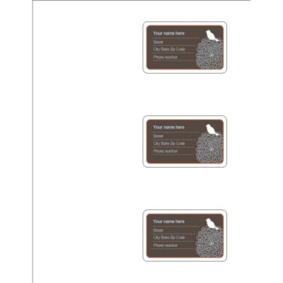 Luggage Tag with Bird on ID Badge, 3 per sheet
