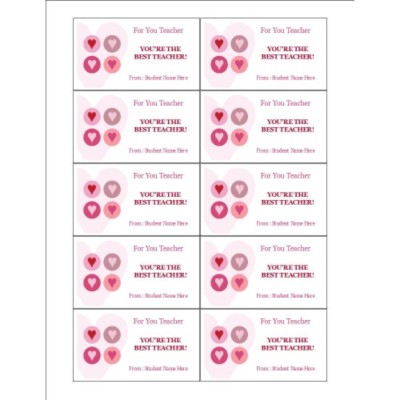 Valentine Hearts Business Cards, 10 per sheet