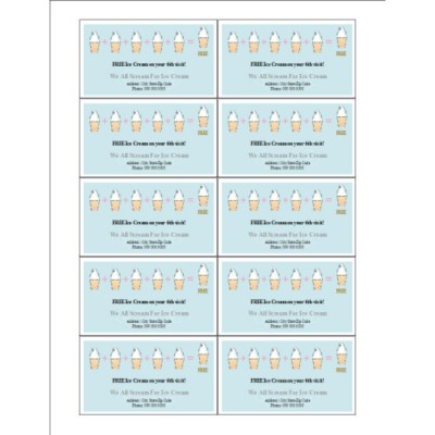 Rewards Card Business Card, 10 per sheet