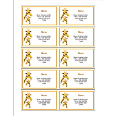 Mom and Baby Giraffe Business Cards, 10 per sheet