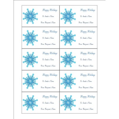 Snowflake Gift Tags on Business Cards, 10 per sheet - Wide