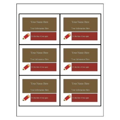 School Name Badge Insert, 6 per sheet