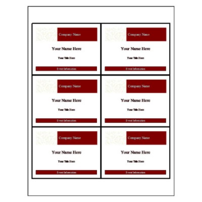 Celebration Name Badge Insert, Maroon Border, 6 per sheet
