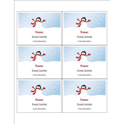 Frosty Snowman Name Badge Insert, 6 per sheet