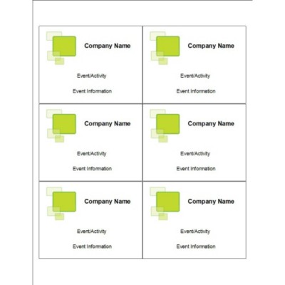 Green Squares Name Badge Insert, 6 per sheet