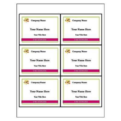 Plants Design Name Badge Insert, 6 per sheet