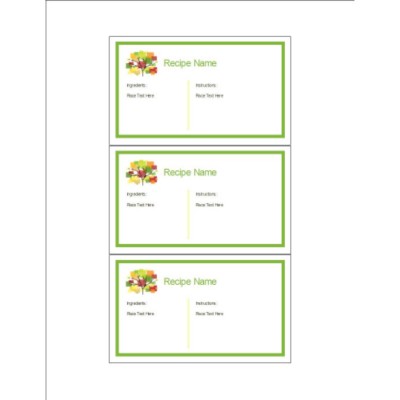 Family Reunion Recipe Cards with Tree, 3 per sheet