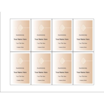 Beige Design Name Badge Insert, 8 Per Sheet - Tall